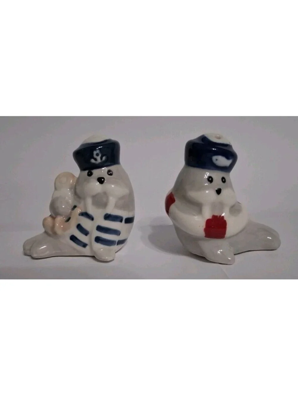 Gray Walrus Sailor Salt And Pepper Shakers, Small, NWOT